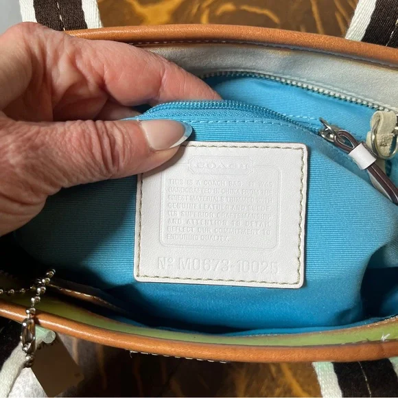 Coach New With Tags Y2K Hampton Watercolor Striped Small Tote Satchel - Picture 7 of 7